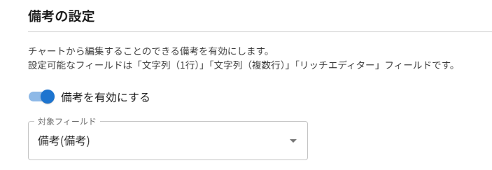 備考の設定